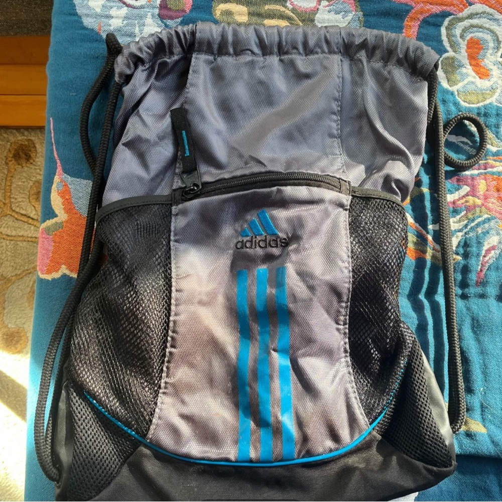 Adidas Black and Blue Men's Backpack